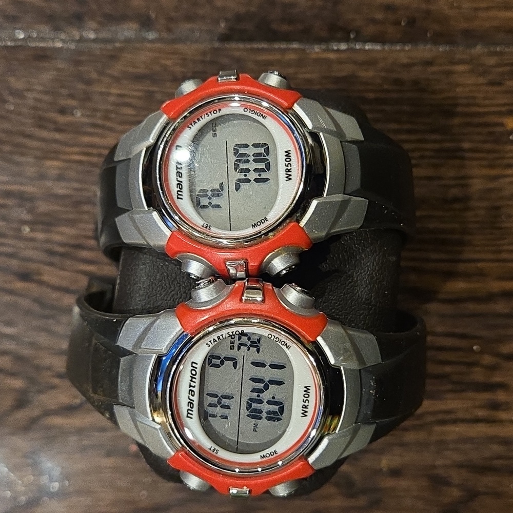 Marathon Kids Digital Watch - Red and Black.  Two Watches Included Battery